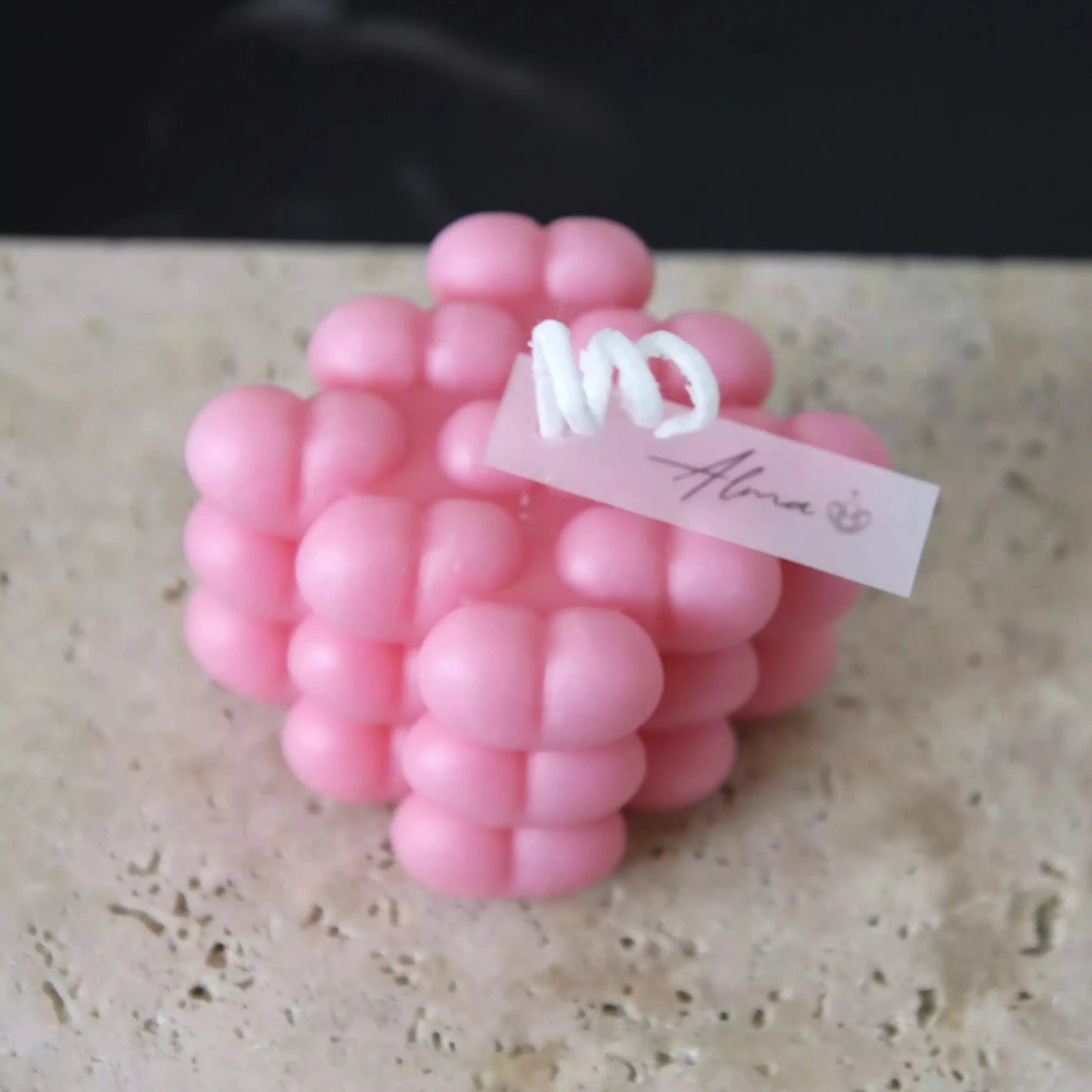 Heart Cube Candle Pink