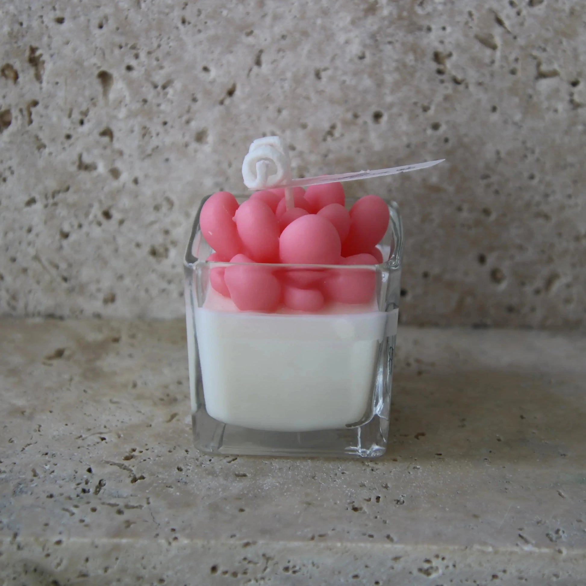 Mini Succulent In Square Blossoms Candle
