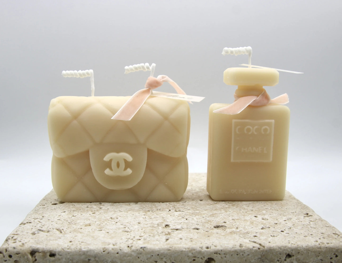 luxury candle gift set perfume and purse design ivory decorative soy wax candle box