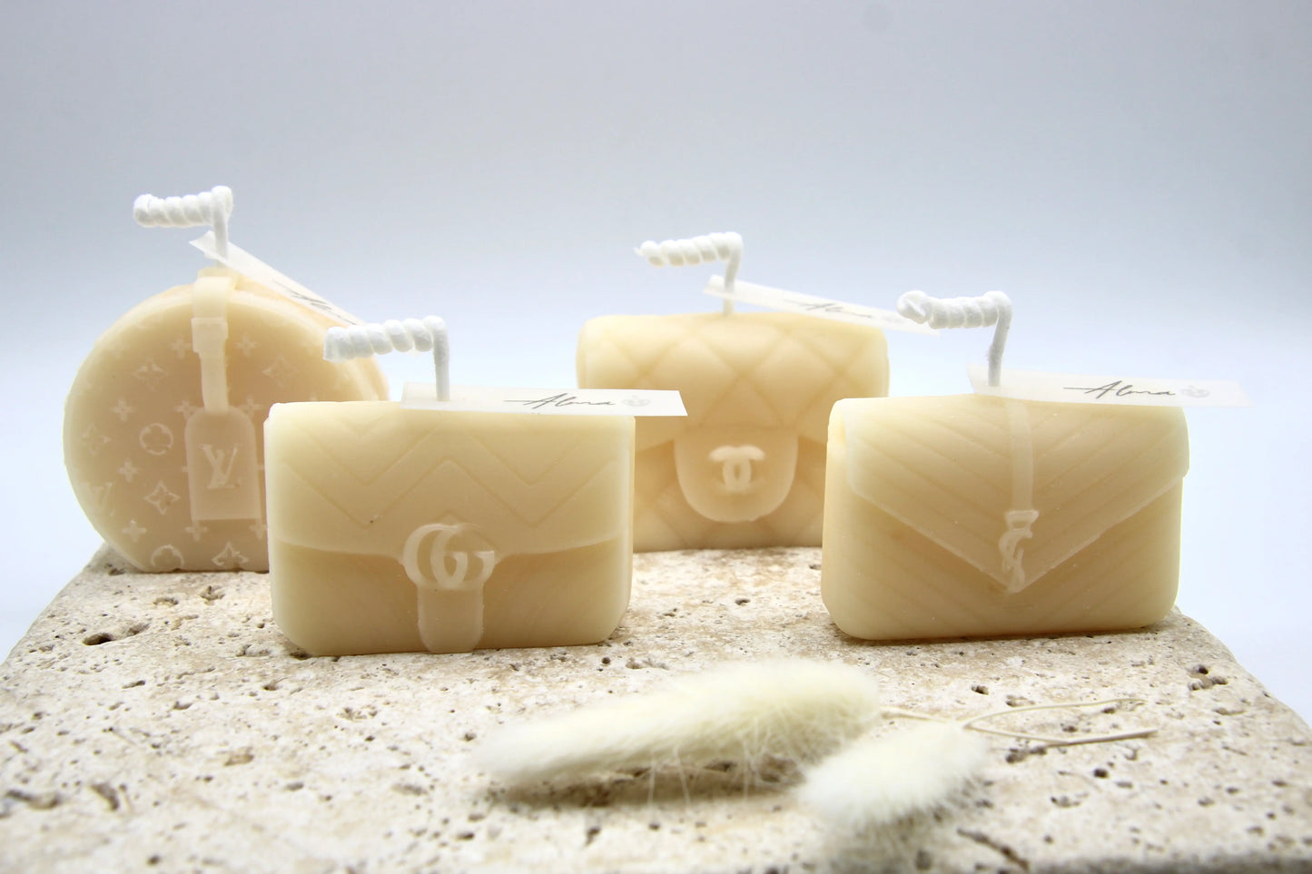 mini purse candle gift box set luxury handbag candles ivory decorative soy wax candles set