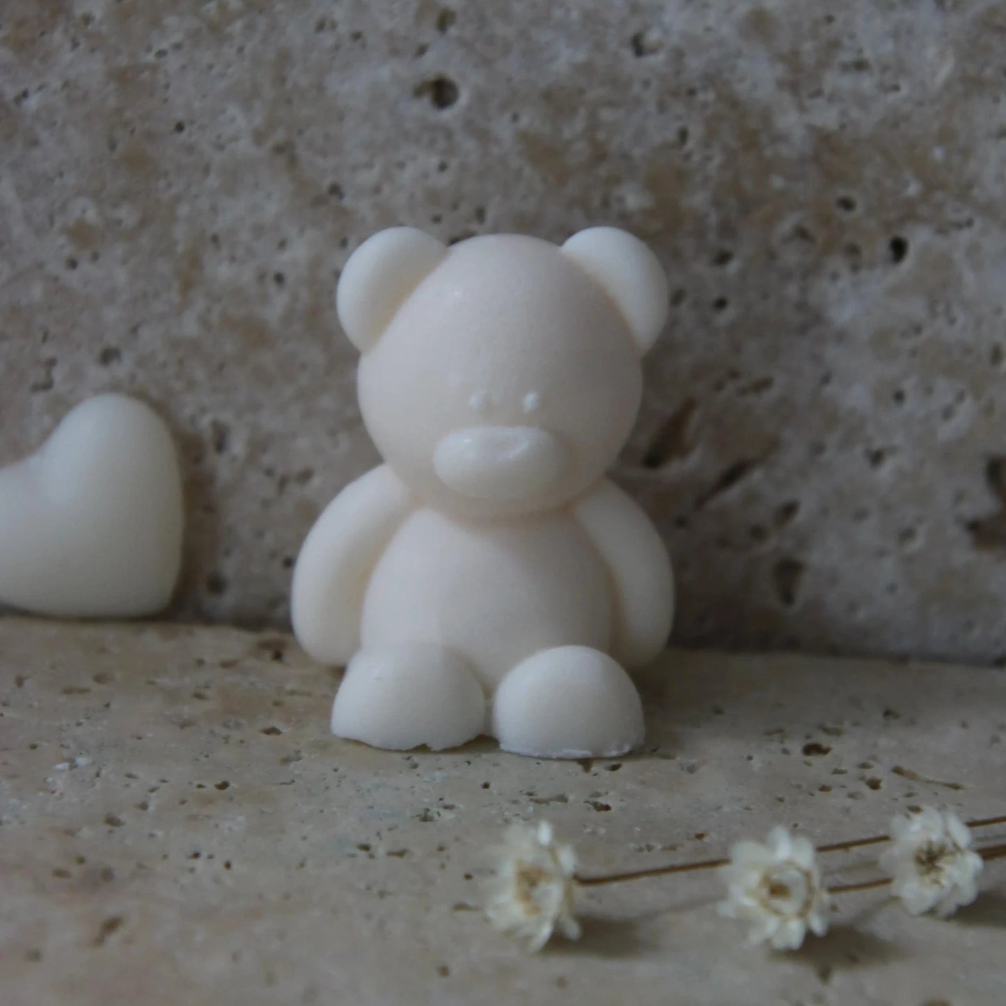 Baby Teddy Bear Candle Ivory