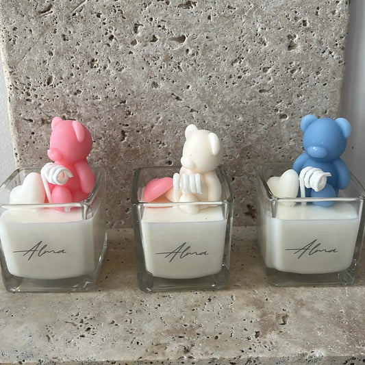 Baby Teddy Bear In Square Candle