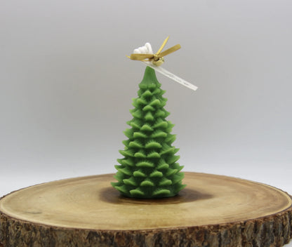 Bell-shaped Christmas tree candle – handmade soy wax holiday decor – Alma Gift Green