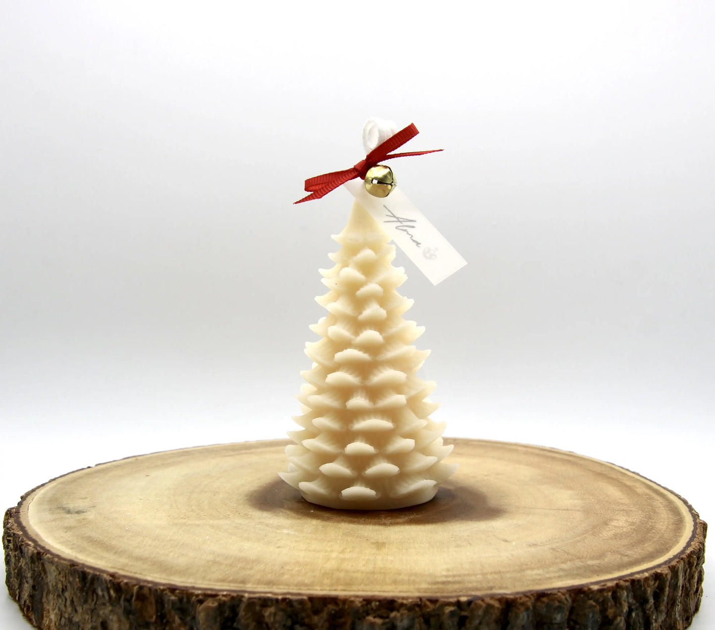 Bell-shaped Christmas tree candle – handmade soy wax holiday decor – Alma Gift Ivory