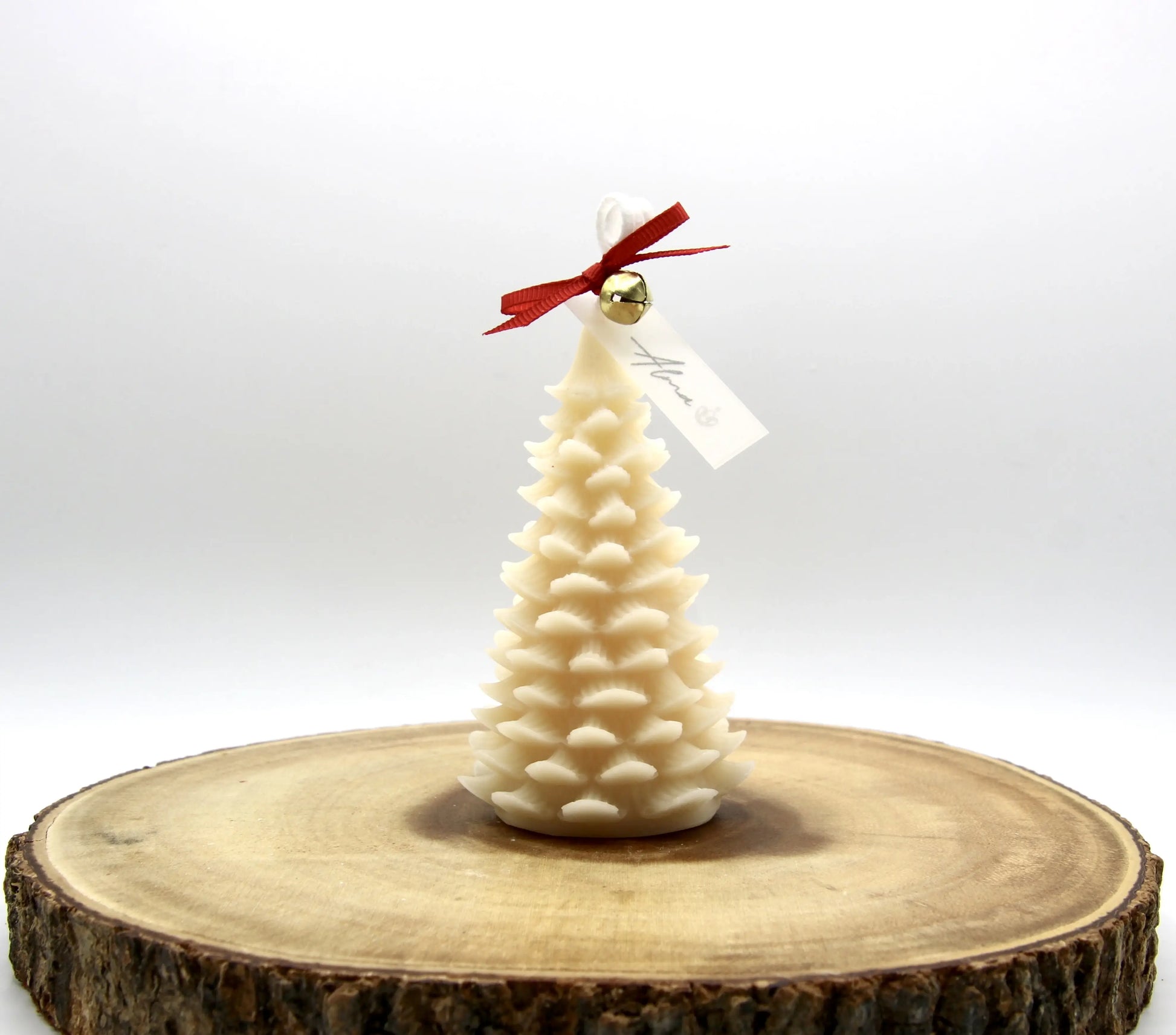 Bell-shaped Christmas tree candle – handmade soy wax holiday decor – Alma Gift Ivory
