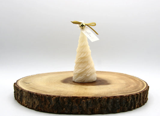 Elegant timeless Christmas tree candle – handcrafted with soy wax – seasonal decor – Alma Gift Ivory