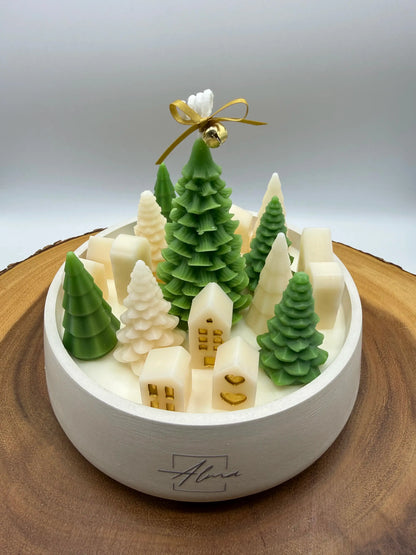 Handmade Christmas candle with rustic forest theme – soy wax holiday decor – Alma Gift Up