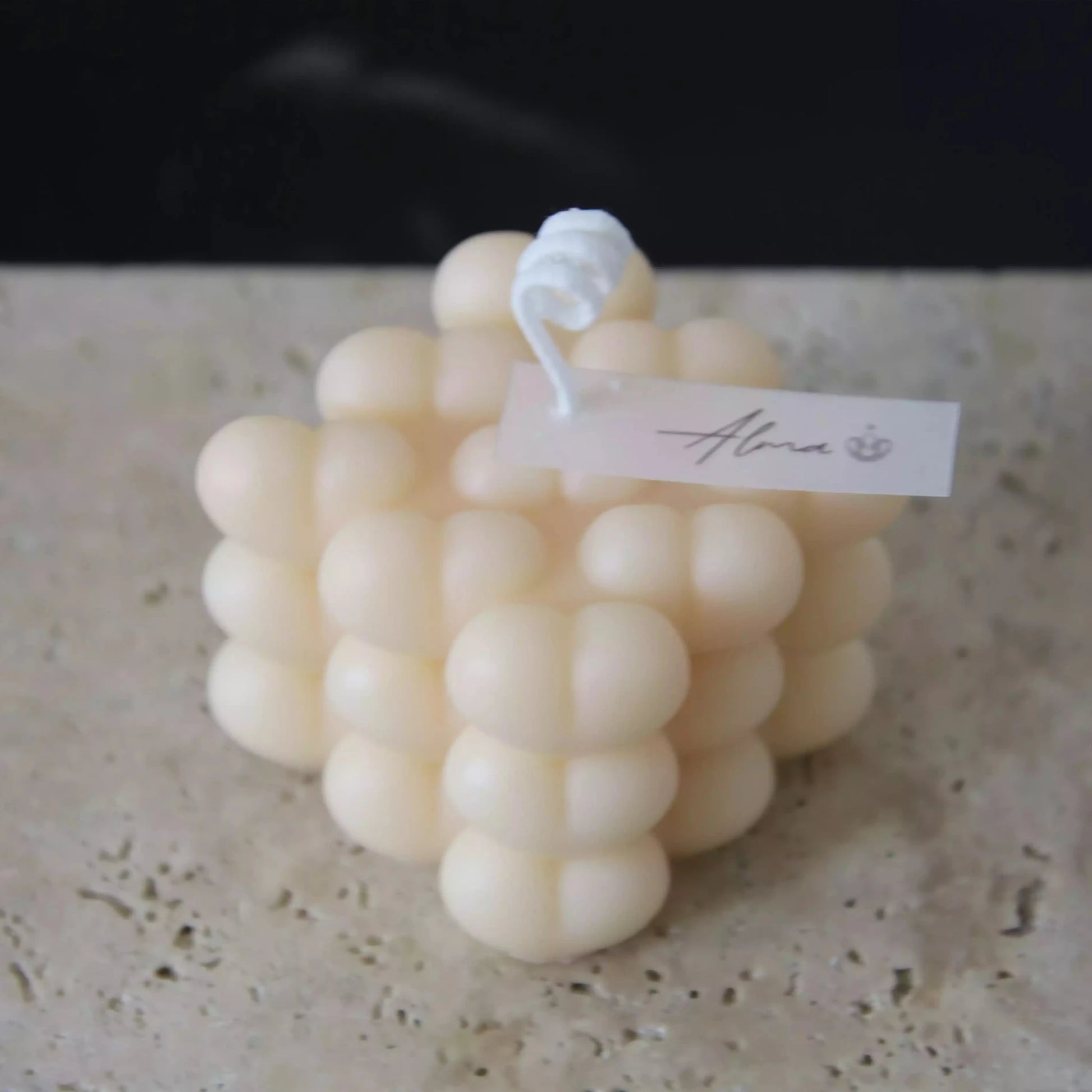 Heart Cube Candle Ivory