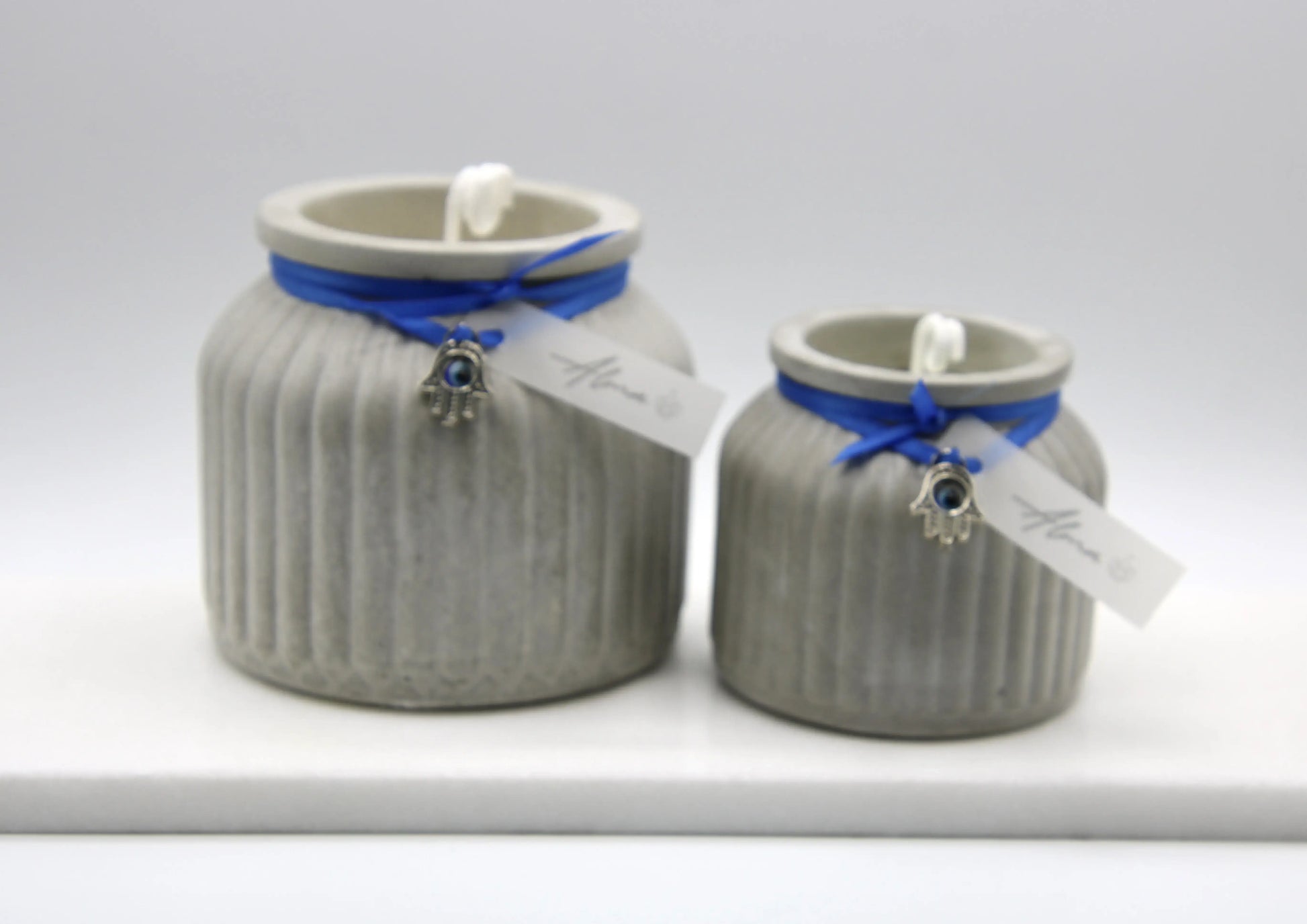 Large and Small White Concrete Jar Candle Jasmine Scent Zen Decor Candle Miami