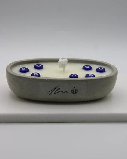 Minimalist Evil Eye Candle with Blue Beads