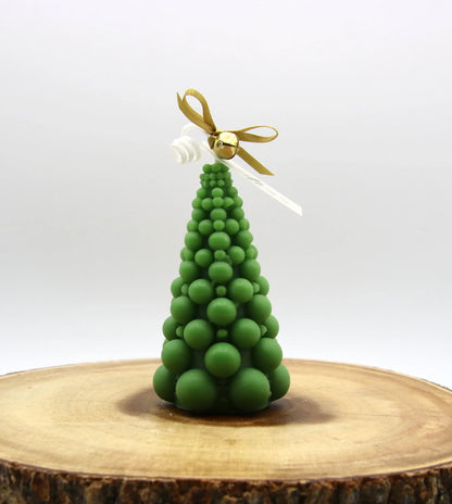 Modern bubble-style Christmas tree candle – handmade soy wax holiday decor – Alma Gift Green