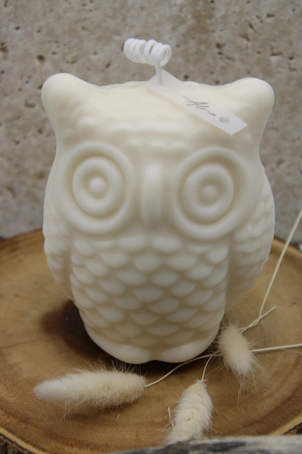 Ivory owl candle