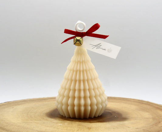 Small Christmas tree candle – handmade with soy wax – cute holiday decoration – Alma Gift Ivory