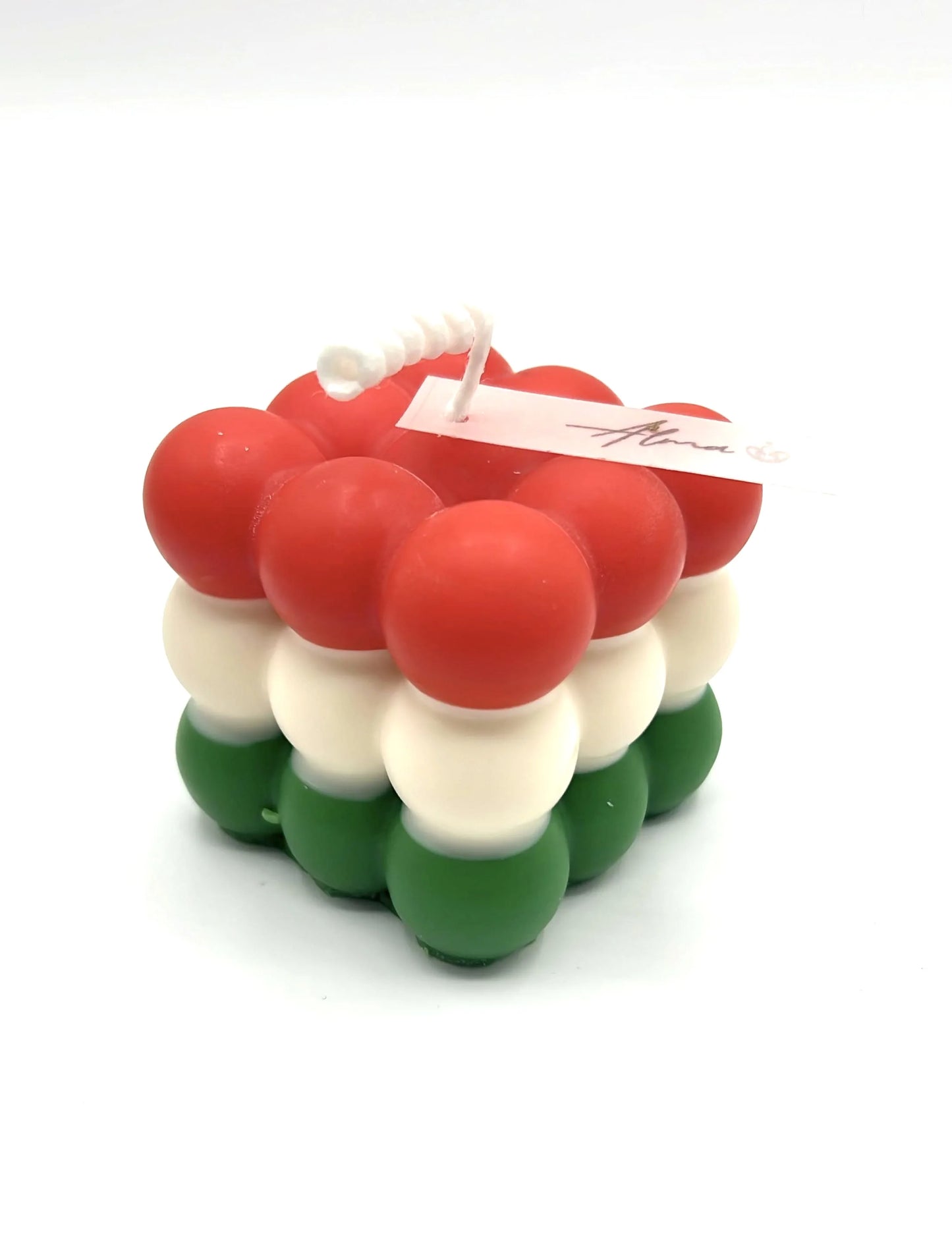 Alma Gift Colors of the World Mexico green white red bubble candle, handmade Miami