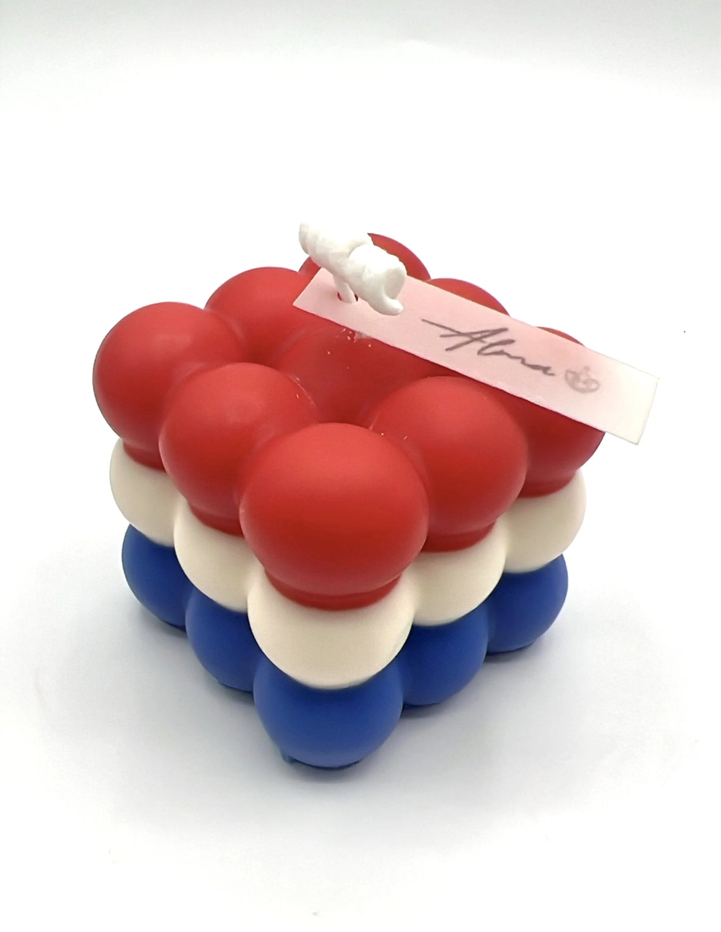 Alma Gift Colors of the World USA red white blue bubble candle, handmade Miami