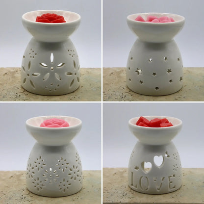 ceramic wax warmer gift box set with four designs stars love big flowers and small flowers