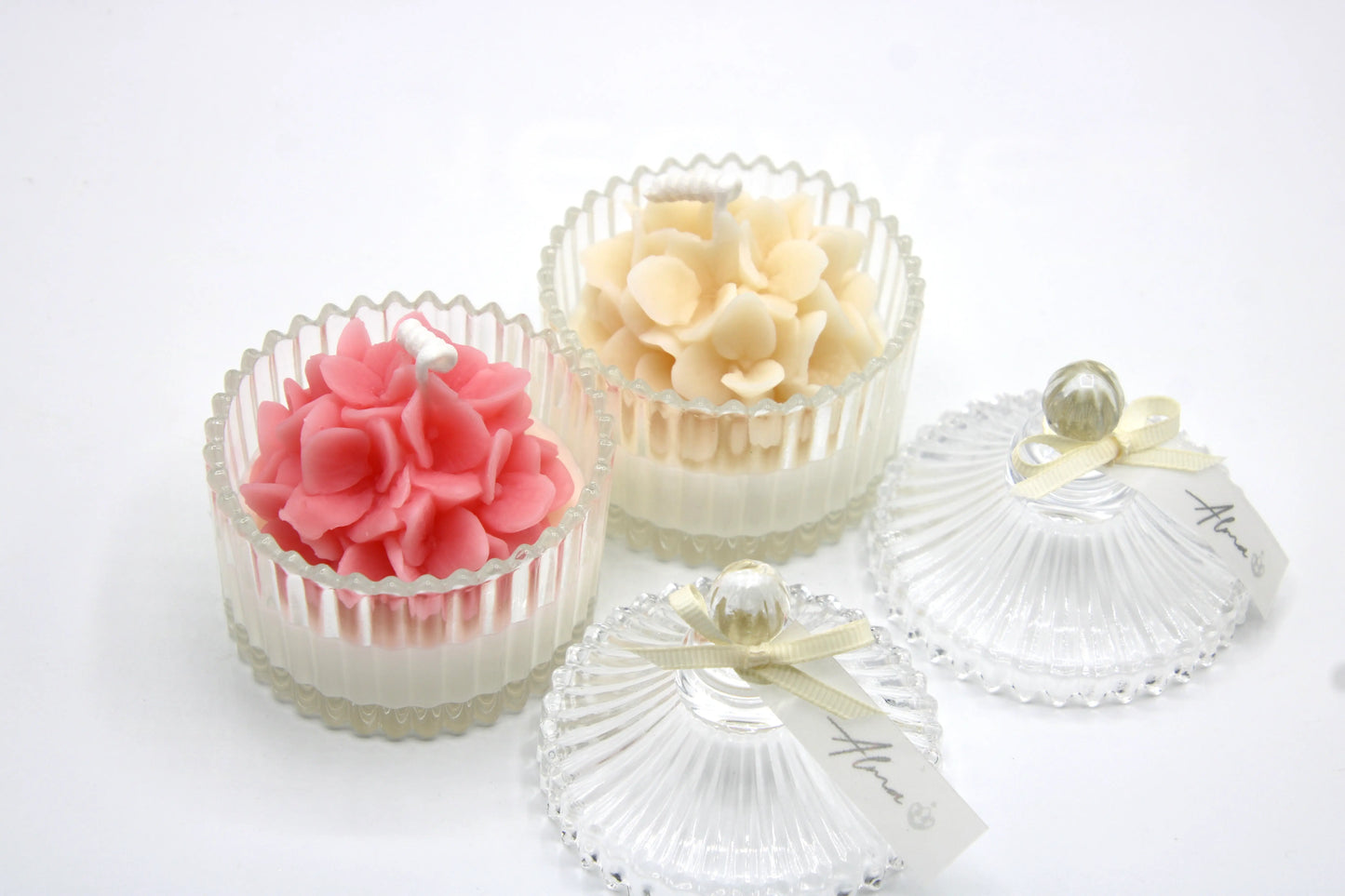 floral bouquet votive candle ivory pink decorative soy wax candle for romantic home decor
