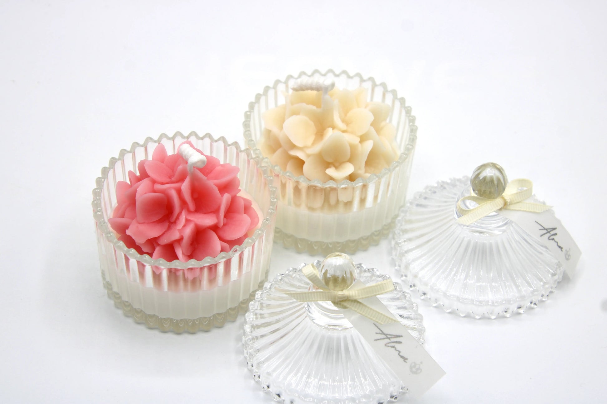 floral bouquet votive candle ivory pink decorative soy wax candle for romantic home decor
