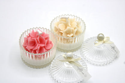 floral bouquet votive candle ivory pink decorative soy wax candle for romantic home decor
