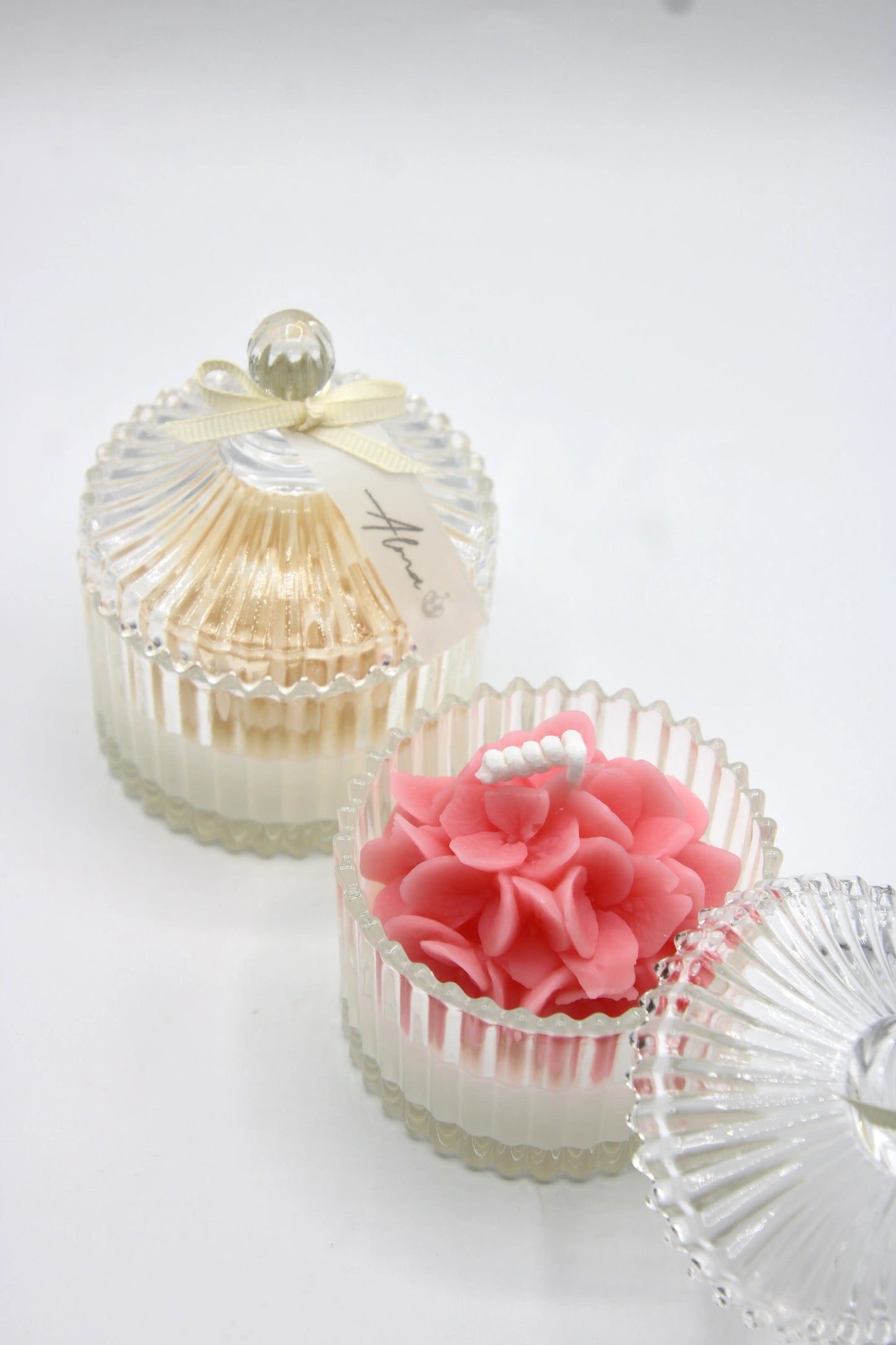 floral bouquet votive candle ivory pink decorative soy wax candle for romantic home decor