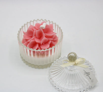 floral bouquet votive candle ivory pink decorative soy wax candle for romantic home decor