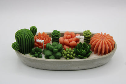 succulent candle arrangement in concrete base decorative handmade candle for modern home decor colored