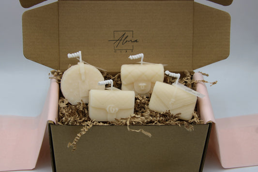 mini purse candle gift box set luxury handbag candles ivory decorative soy wax candles set