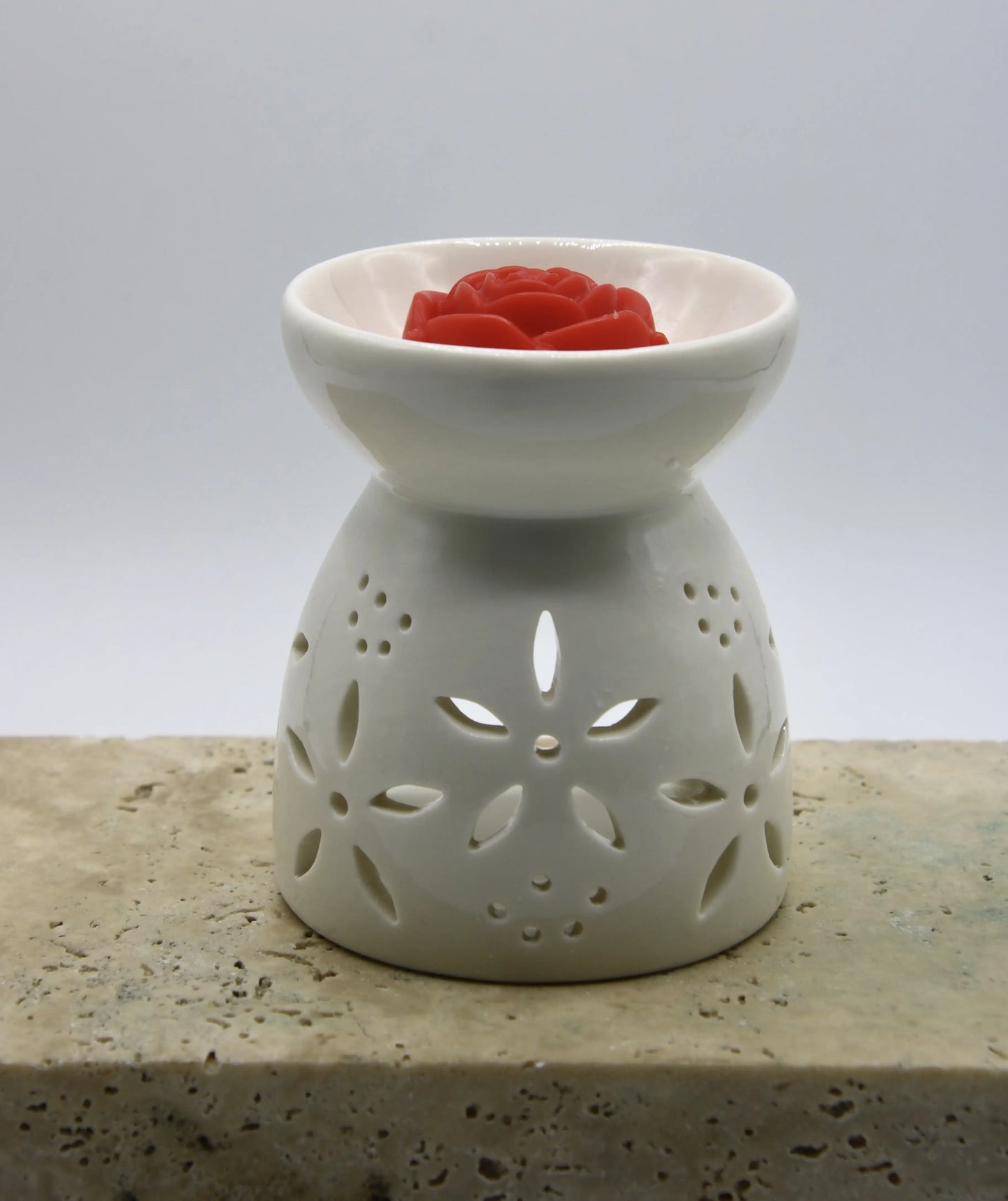 ceramic wax warmer big flowers design gift set with wax melts rose and hearts