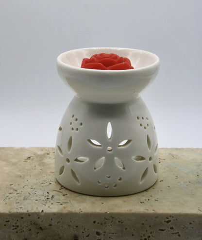ceramic wax warmer big flowers design gift set with wax melts rose and hearts